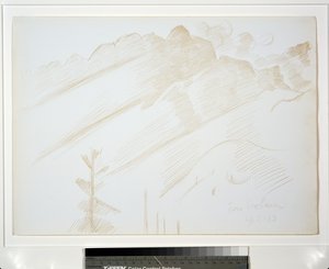 Mountain Landscape with Clouds and Trees