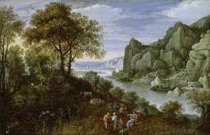 River Landscape with Mining, 1620-29 by Marten Ryckaert