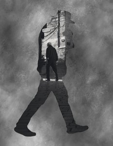 Old Man Walking Silhouette by Martin Agius