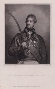Sir Thomas Picton, Welsh general of the Napoleonic Wars killed at the Battle of Waterloo by Martin Archer (after) Shee