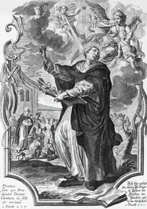 Vincent Ferrer, Spanish Dominican, engraving by Martin Engelbrecht by Martin Engelbrecht