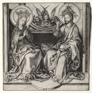 God the Father and the Blessed Virgin Enthroned Attended by Angels by Martin Schongauer