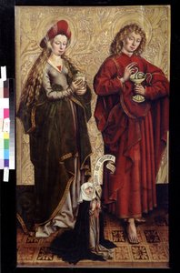 John the Apostle, Mary Magdalen and Donor. Painting by Martin Schongauer (c.1445 or 1450-1491) by Martin Schongauer