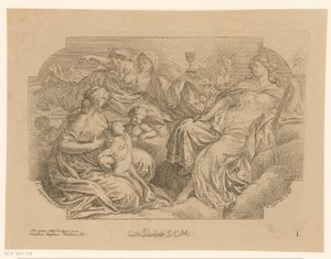 Female Personifications of Three Divine Virtues (Ceiling Paintings in the Sacrestia di Solimena) by Martin Speer