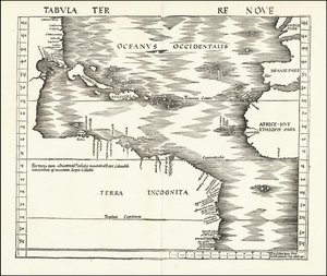 1513 Tabula Terre Nove by Martin Waldseemuller