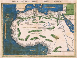 1513 Map of North and West Africa by Martin Waldseemüller by Martin Waldseemuller