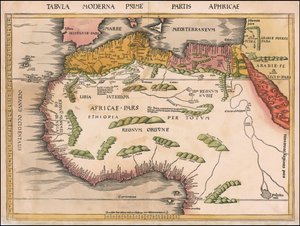 1513 map of West and North Africa by Martin Waldseemuller