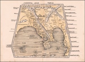 1513 Map of Southeast Asia, China and India by Martin Waldseemüller by Martin Waldseemuller