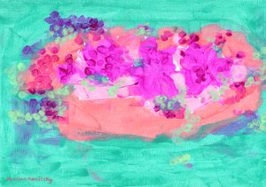 Flower Basket with Roses by Martina Konitzky