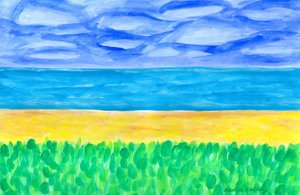 Yellow Sandy Beach by the Turquoise Sea by Martina Konitzky