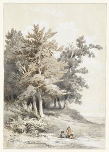 Forest edge with figures by Martinus Antonius Kuytenbrouwer jr.