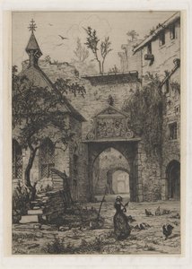 Entrance of the Castle of Hollenfeltz by Martinus Antonius Kuytenbrouwer jr.