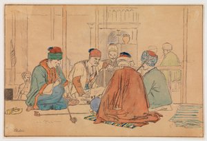 Café Interior with Men Smoking Pipes by Martinus Rørbye