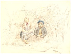 Boy and Girl Sitting in the Green by Martinus Rørbye