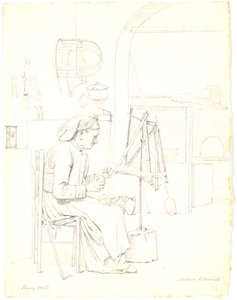 Old Woman Winding Yarn by Martinus Rørbye