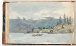 Lake Landscape with a Rowing Boat. The Fjord Krøderen, Norway by Martinus Rørbye