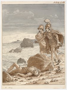 Two Warriors Find a Man Washed Ashore by Martinus Rørbye