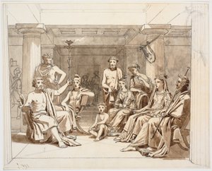 Ancient Scene, Probably Odysseus Telling His Adventures to the Phaeacians
