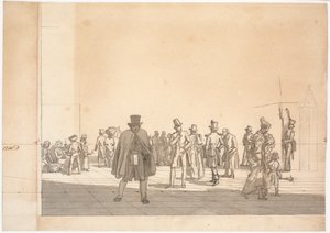 Preliminary Study for the Painting "The Arrest Building at the Town Hall and Courthouse"