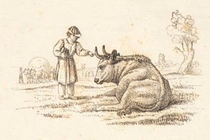 Illustration for "Fifty Fables for Children" by Hey by Martinus Rørbye