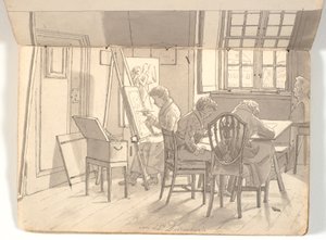 Interior of the Academy with Painting and Drawing Artists by Martinus Rørbye