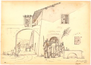 Italians Outside a Cheese Shop by Martinus Rørbye