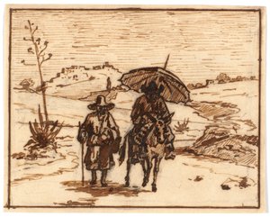 Italian Landscape with Donkey Rider and a Walker by Martinus Rørbye