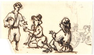 Italian Figure Sketches by Martinus Rørbye