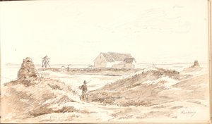 Dune Landscape near Råbjerg Church by Martinus Rørbye