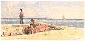 Sentry and Cannon on the Shore at Frederikshavn by Martinus Rørbye