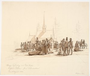 Sunday Gathering at Dale Church by Martinus Rørbye