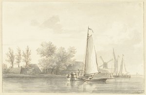 River View with Sailboat and Rowboat