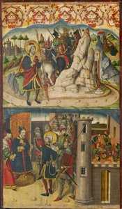Saint Christopher Meets Satan, Saint Christopher Before the King of Lycia by Martín de Soria