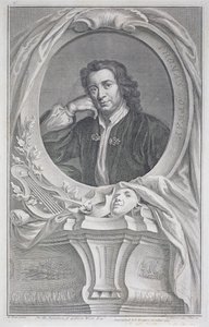 Portrait of Thomas Otway (1652-85) engraved by Jacobus Houbraken (1698-1780) by Mary (after) Beal