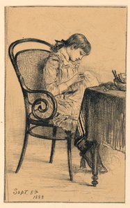 Marian Sewing by Mary A. Hallock Foote