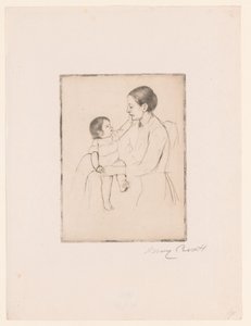 The Caress by Mary Cassatt (signed by artist)