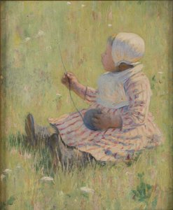 Girl playing with a ball of wool, c. 1875