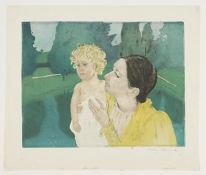 Young Mother in a Park in Front of a Basin by Mary Cassatt