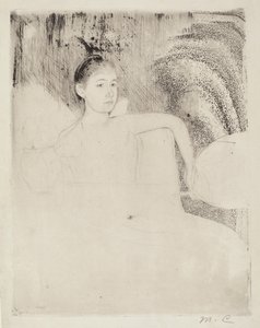 Mimi Holding a Japanese Fan by Mary Cassatt