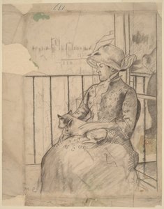 Susan on a Balcony Holding a Dog [recto] by Mary Cassatt