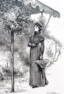A woman buying holly to use for Christmas decorations