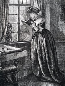 A young woman reading by an open window by Mary Ellen Edwards