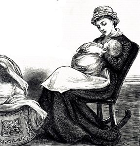 An Engraving Depicting a Mother Rocking Her Baby by Mary Ellen Edwards