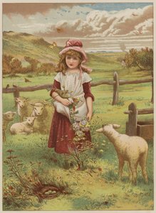 Girl with spring lamb