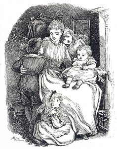 Illustration of a Mother with Her Children