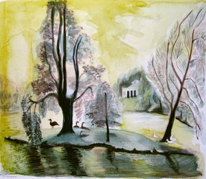 Stourhead, evening lake, 2006 by Mary Kuper