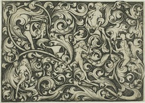 Ornament with Women Fighting by Master E.S.