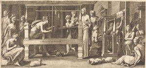 Penelope and Her Maids Weaving