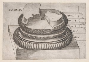 Speculum Romanae Magnificentiae: Corinthian base from the Temple of Mars Ultor, Rome by Master GA
