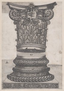 Speculum Romanae Magnificentiae: Decorated capital and base, ca. 1537 by Master GA